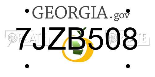 7JZB508 Georgia License Plate