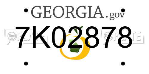 7K02878 Georgia License Plate
