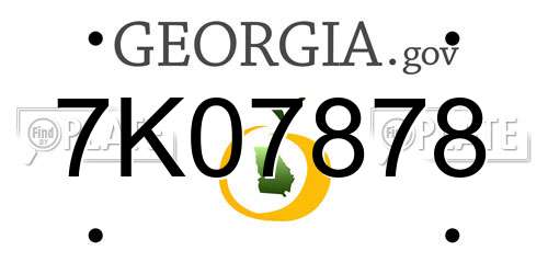 7K07878 Georgia License Plate
