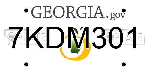 7KDM301 Georgia License Plate