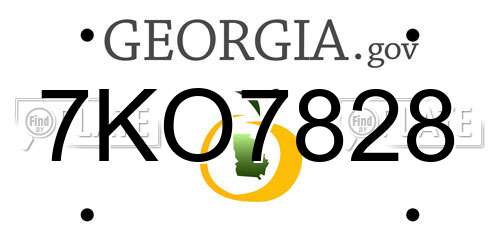 7KO7828 Georgia License Plate