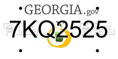 7KQ2525 Georgia License Plate