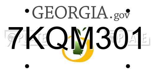 7KQM301 Georgia License Plate