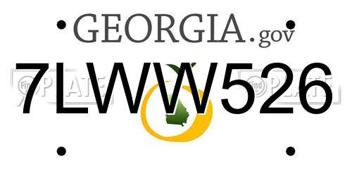 7LWW526 Georgia License Plate