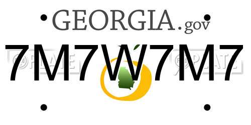 7M7W7M7 Georgia License Plate