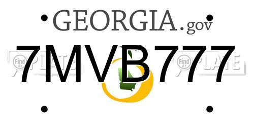 7MVB777 Georgia License Plate