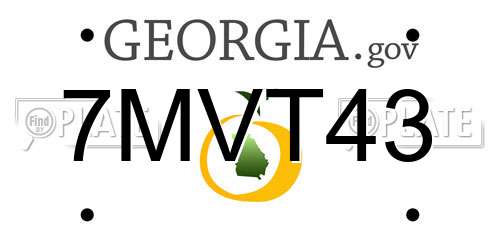 7MVT43 Georgia License Plate