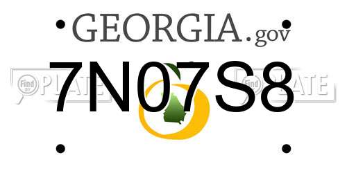 7N07S8 Georgia License Plate