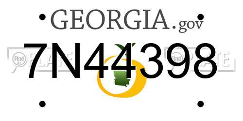 7N44398 Georgia License Plate