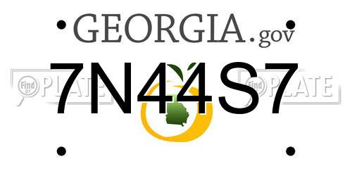 7N44S7 Georgia License Plate
