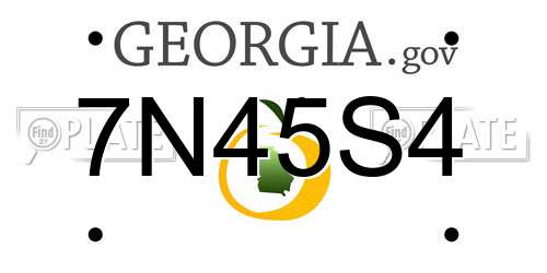 7N45S4 Georgia License Plate