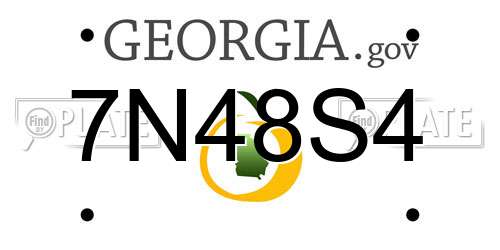 7N48S4 Georgia License Plate