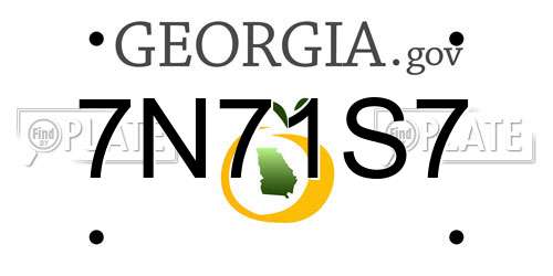 7N71S7 Georgia License Plate