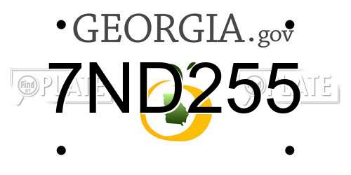 7ND255 Georgia License Plate