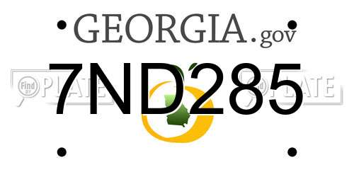 7ND285 Georgia License Plate