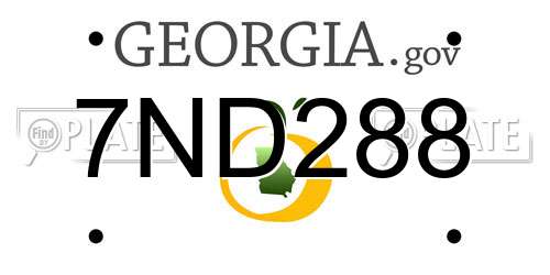7ND288 Georgia License Plate