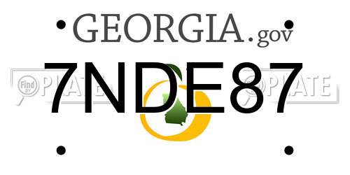 7NDE87 Georgia License Plate