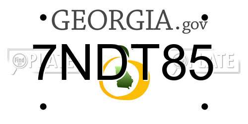 7NDT85 Georgia License Plate