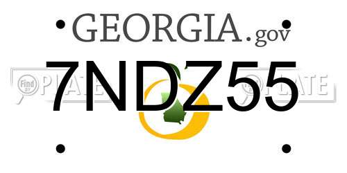7NDZ55 Georgia License Plate