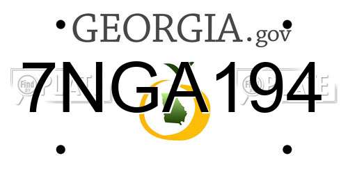7NGA194 Georgia License Plate