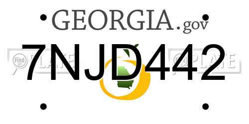 7NJD442 Georgia License Plate