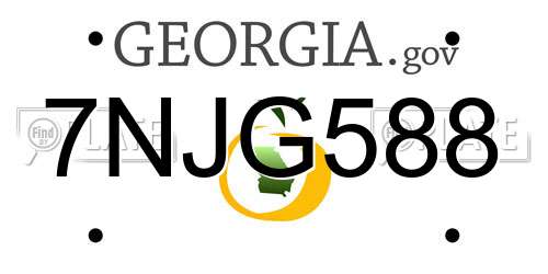 7NJG588 Georgia License Plate