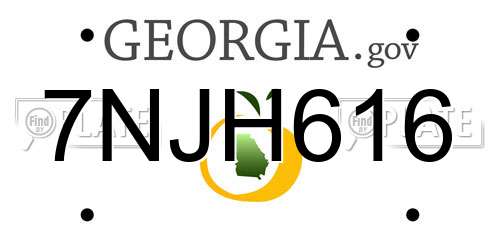 7NJH616 Georgia License Plate