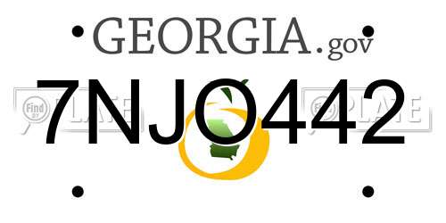 7NJO442 Georgia License Plate