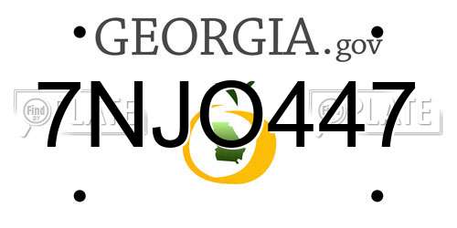 7NJO447 Georgia License Plate