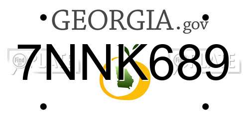 7NNK689 Georgia License Plate