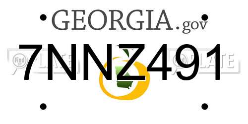 7NNZ491 Georgia License Plate