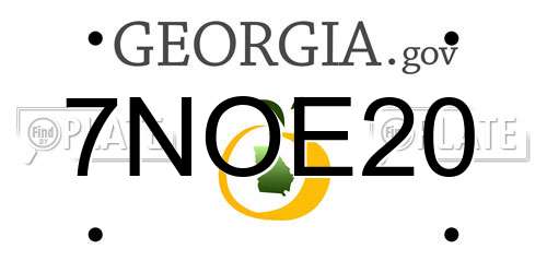 7NOE20 Georgia License Plate