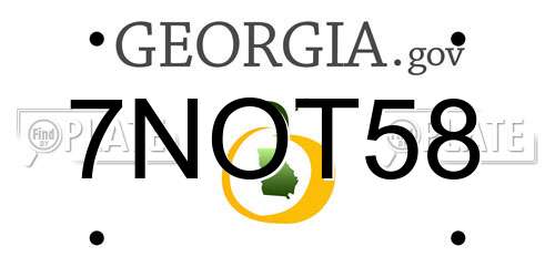 7NOT58 Georgia License Plate
