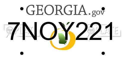 7NOY221 Georgia License Plate
