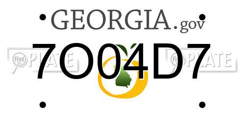 7O04D7 Georgia License Plate