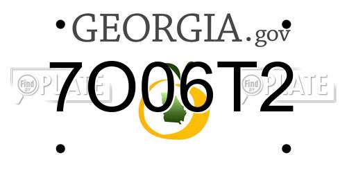 7O06T2 Georgia License Plate