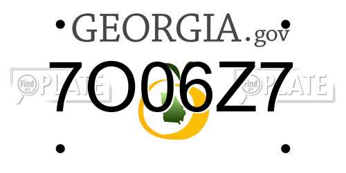 7O06Z7 Georgia License Plate