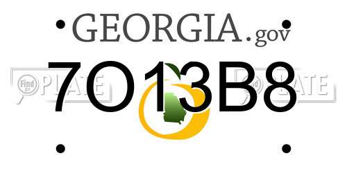 7O13B8 Georgia License Plate