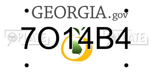 7O14B4 Georgia License Plate
