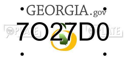 7O27D0 Georgia License Plate