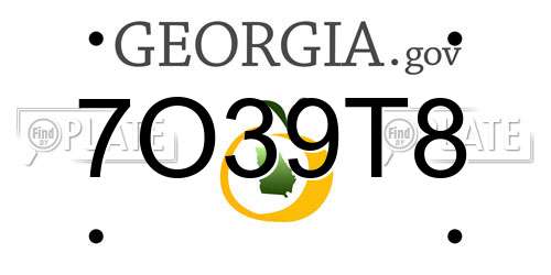 7O39T8 Georgia License Plate