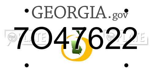 7O47622 Georgia License Plate