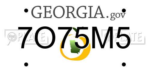7O75M5 Georgia License Plate