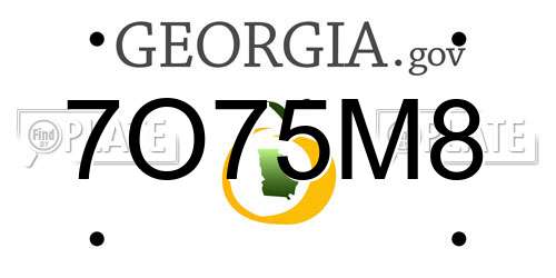 7O75M8 Georgia License Plate