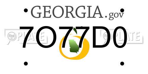 7O77D0 Georgia License Plate