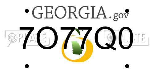 7O77Q0 Georgia License Plate