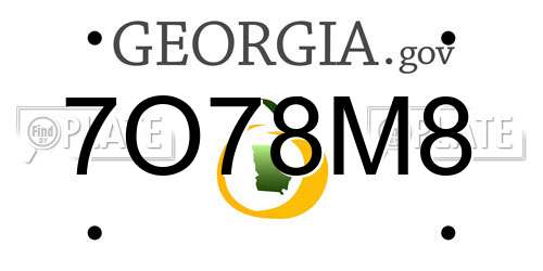 7O78M8 Georgia License Plate