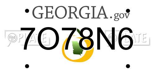 7O78N6 Georgia License Plate