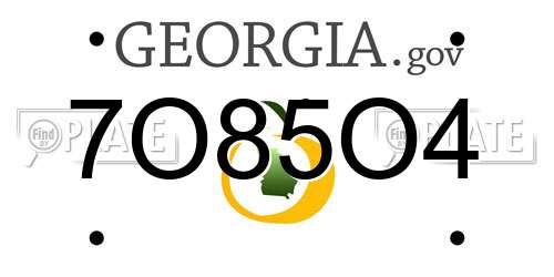 7O85O4 Georgia License Plate