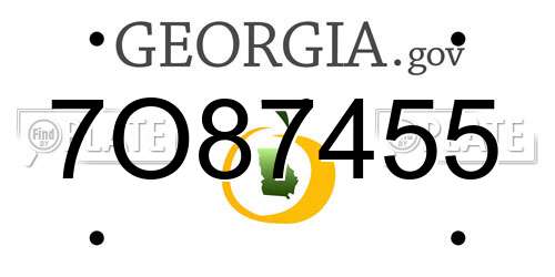 7O87455 Georgia License Plate